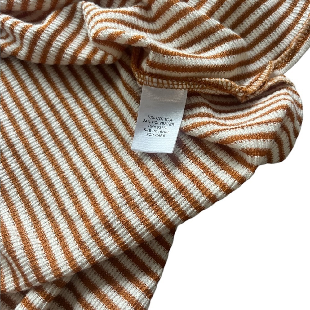 Chelsea & Theodore Woven Button Front Tunic Shirt Top Cream Burnt Orange Fall M - Picture 6 of 7